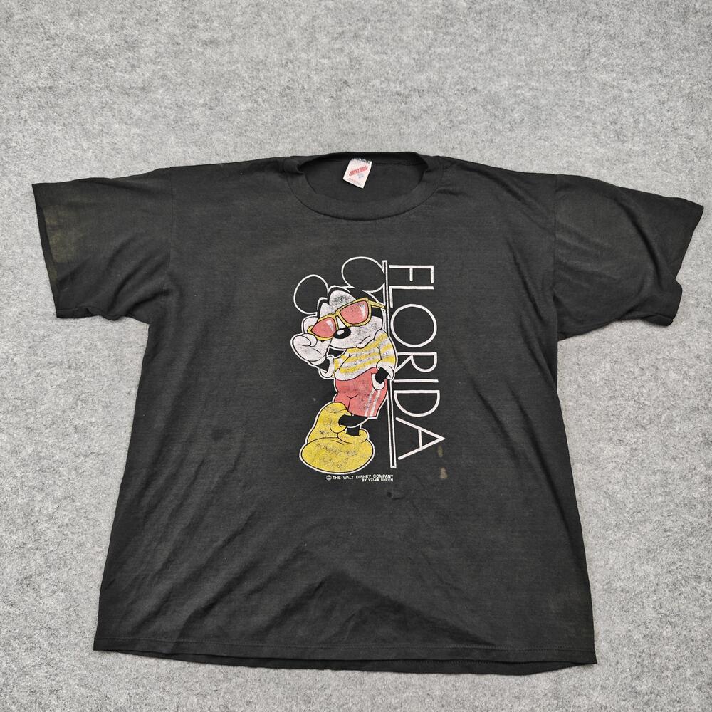 JERZEES Shirt Mens 2XL Black Mickey Florida Graphic Walt Disney Vintage